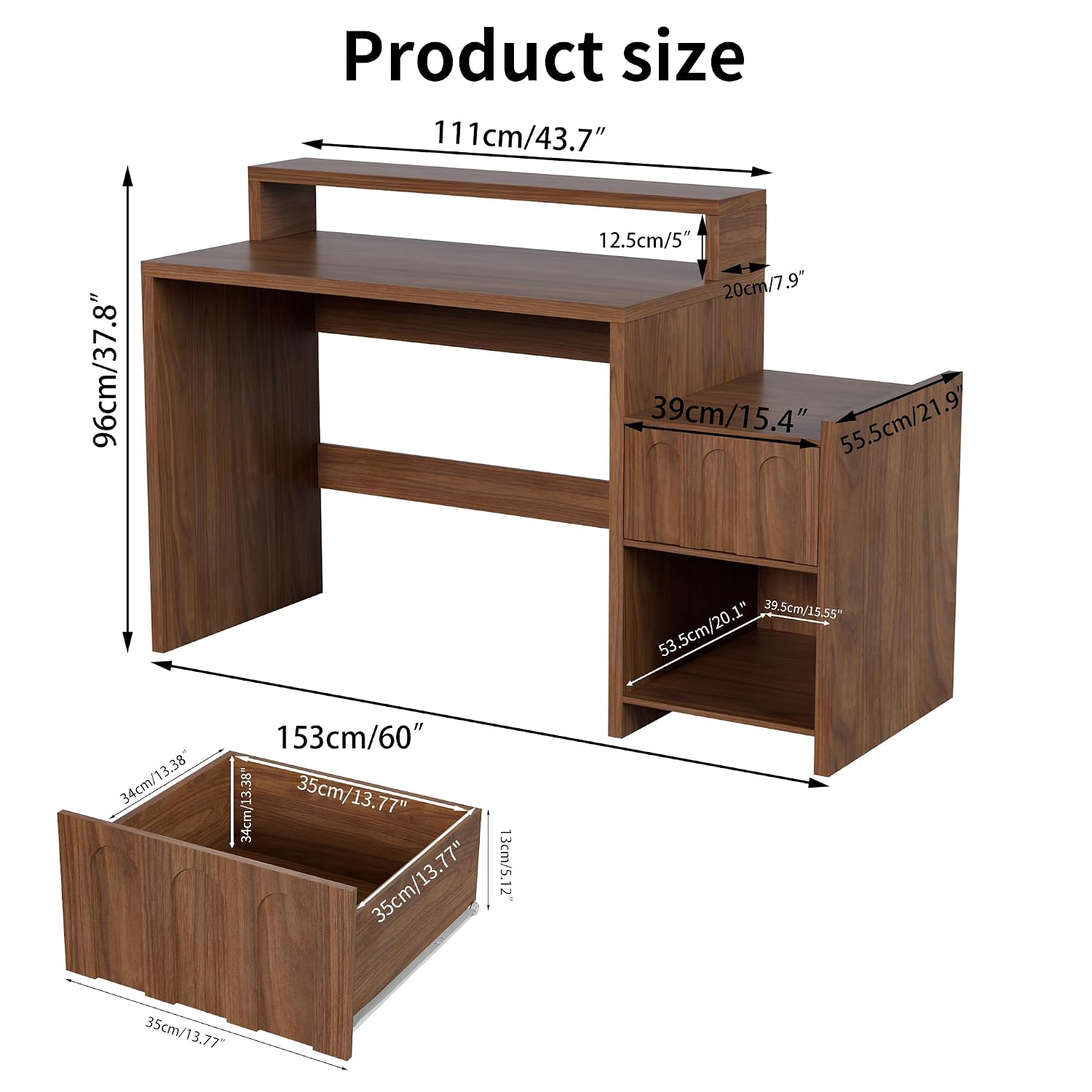60 Inch Executive Desk with Dr - огляд і ціна Home Office Work Table